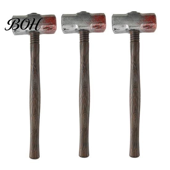Detailed Costume Hammer Plastic Fake Prop, Lightweight Sledge for Halloween Stage Performance Prop Accessory, Spooky Faux Blood Weapon Cosplay, Scary
