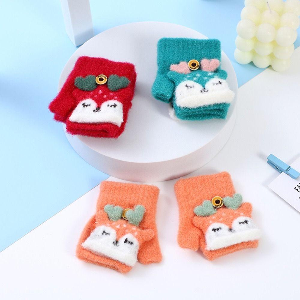 Fingerless Knitting Mittens Thick Mitten Lovely Kids Gloves Baby Kids