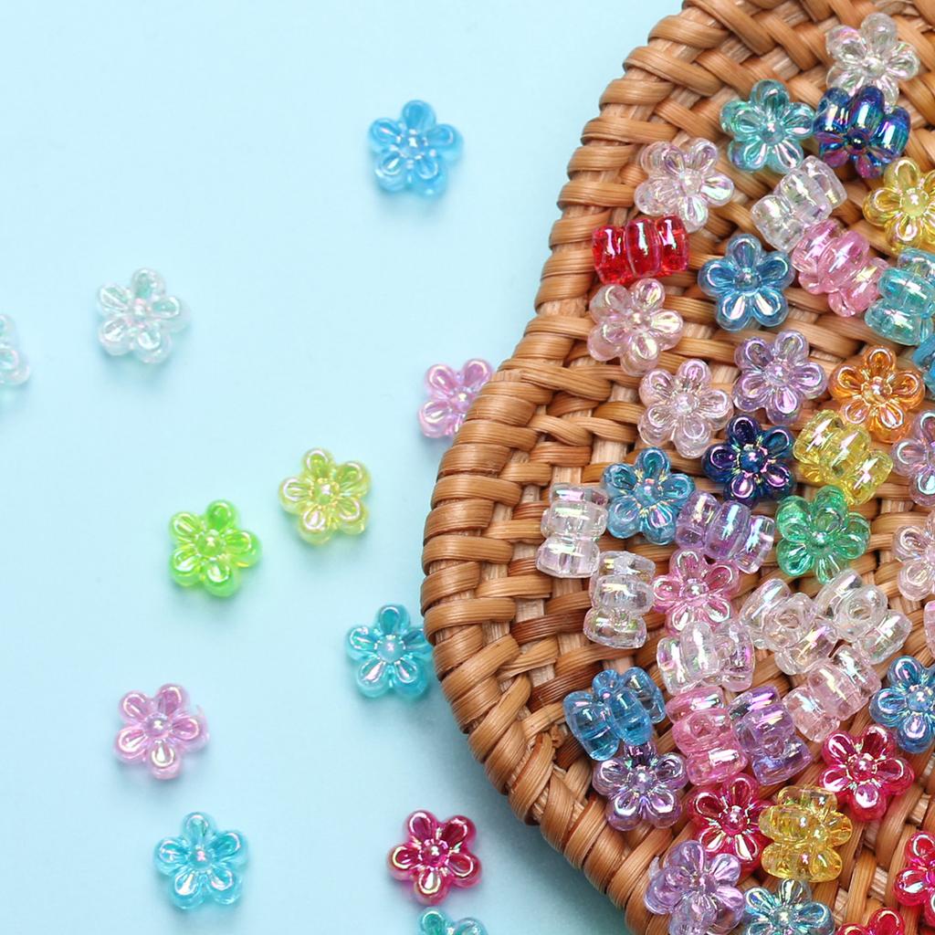 Высококачественные аксессуары ручной работы Бусины-разделители 7 мм Браслет Ожерелье Свободные 200 шт. AB Покрытие DIY Бусины с цветком сливы для изготовления ювелирных изделий Акрил