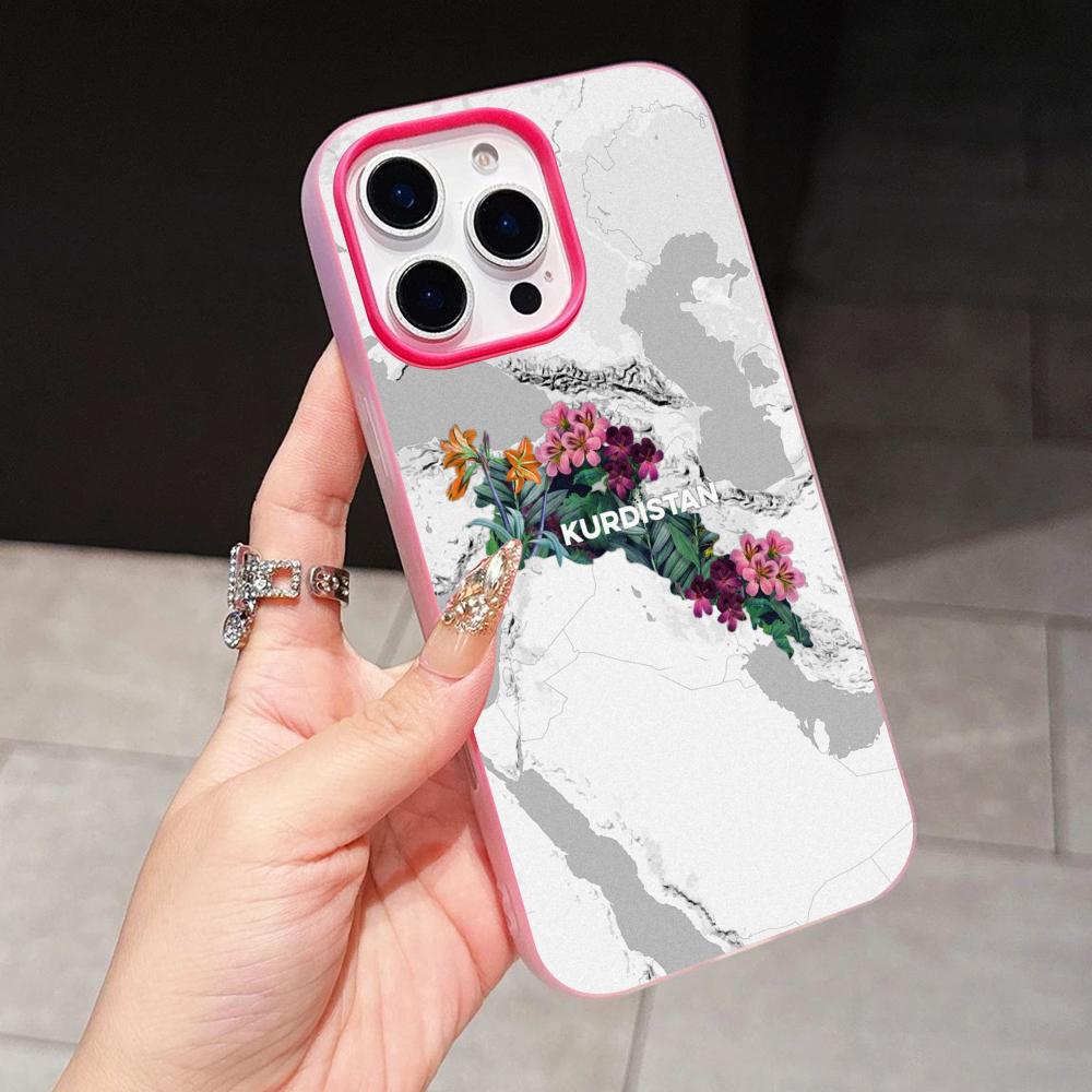 Kurdistan Flag Jelly Double layer Rose Red Mobile Phone Case for iPhone 17 16 15 14 13 12 11 Air Pro Max Plus Protective