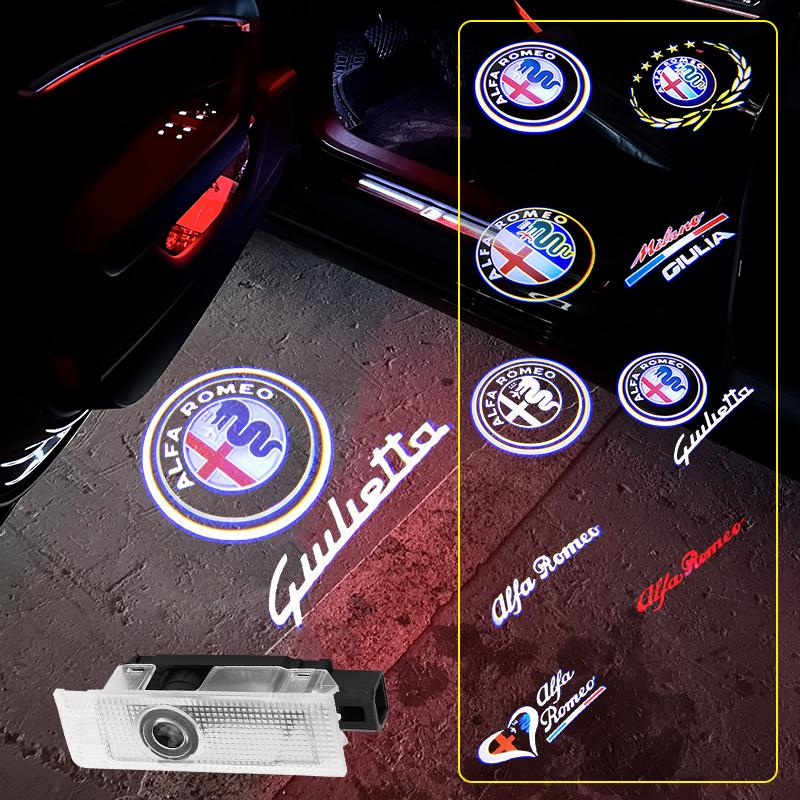 EORUZ1 2 pieces LED Car Door Welcome Light Logo Projector for Alfa Romeo Spider Giulia Giulietta 147 156 159 Mito Stelvio GT Spider