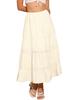 Allegra K Women's Lace-Trim Tiered Maxi Skirt, Summer, Elastic High-Waist Skirt, Apricot, Size M