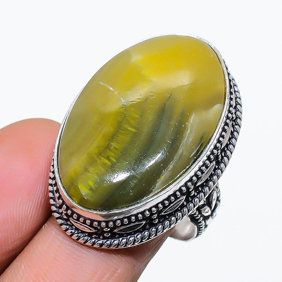 Bumble Bee Jasper Gemstone 925 Sterling Silver Jewelry Ring Size 8.5