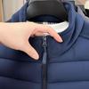 Men's Sherpa Fleece Patchwork Cotton Jacket with Stand Collar for Fall/Winter Casual Wear