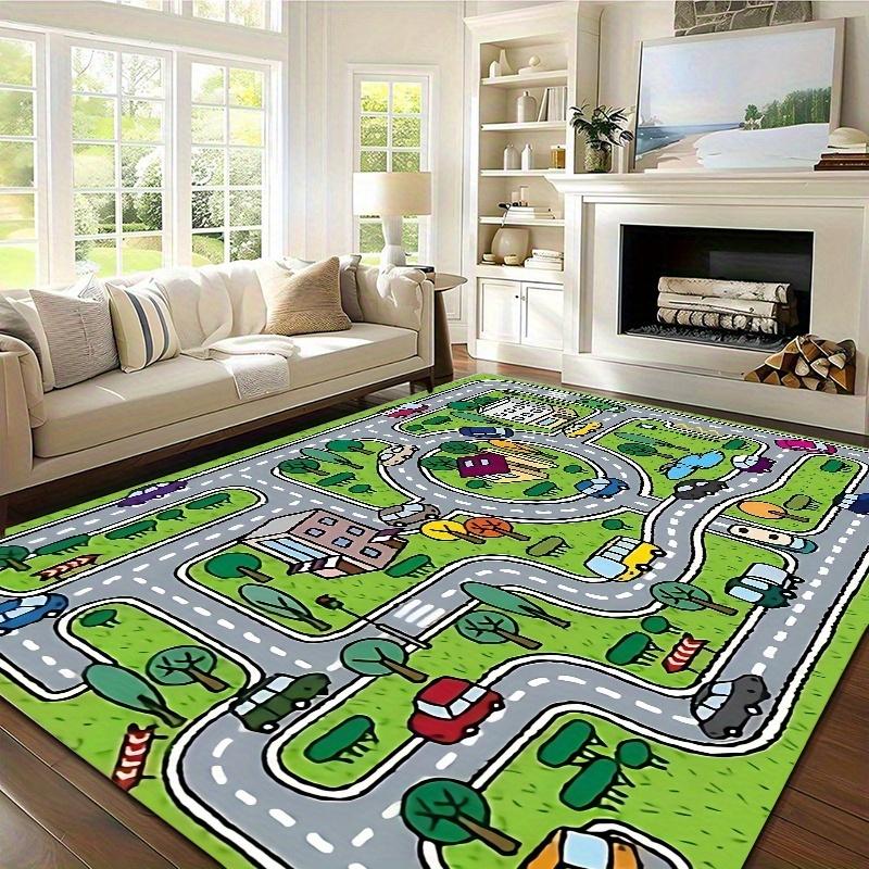 Детский ковер-мат с гоночной трассой, коврик, ковер с мультяшным дизайном автомобиля, украшение для дома для гостиной, игровой комнаты, с линией СТАРТ-ФИНИШ, домашние ковры