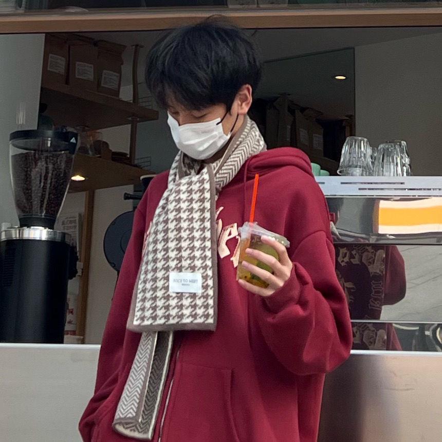 Women's Winter Warm Houndstooth Wool Scarf - Korean Style Versatile Knit for Autumn and Winter