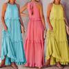 Women Ruffle Long Boho Maxi Dress Summer Sleeveless Party Holiday Beach Sundress