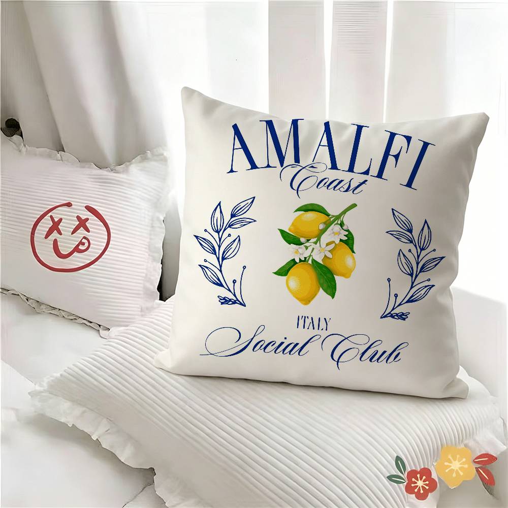 pc Italian Amalfi Coast Lemon Pillow Case Fashion Square Pillowcase Bedroom Sofa Room Ins Decoration Leisure