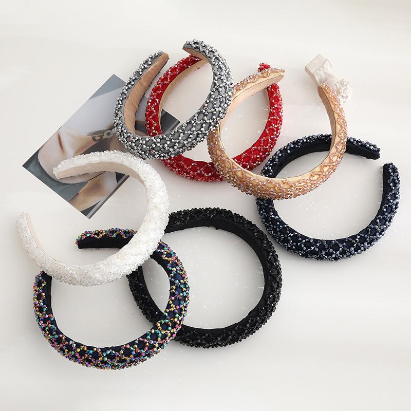 Laser Premium Crystal Baroque Headband Full Diamond Crossed Headband Fashion Hair Bundle Colorful Hair Accessories