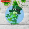 2D Flat 20*20cm1pc St Patricks Day Green Hat Cartoon Four-leaf Grass Round Decorative Door Pendant, Modern Simplism Style Hanging Welcome Party Wooden