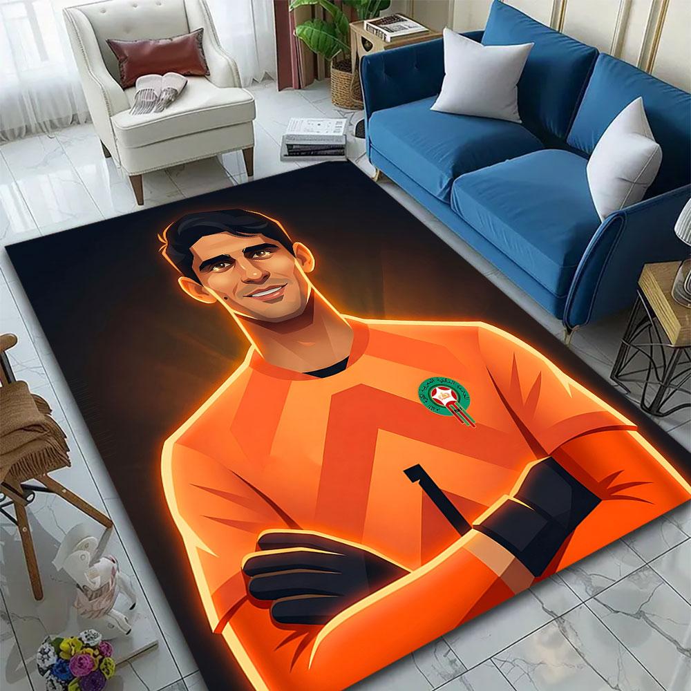"Soccer Player in Orange Jersey Art" Patterned carpet, suitable as a non slip play mat for the living room and bedroom sofa