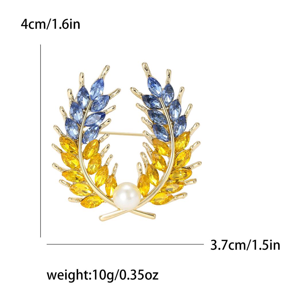 Trendy Rhinestone Wheat Ear Brooches for Women Ukrainian Wheats Pins Enamel Plant Badges Office Party Friend Gifts Accessories