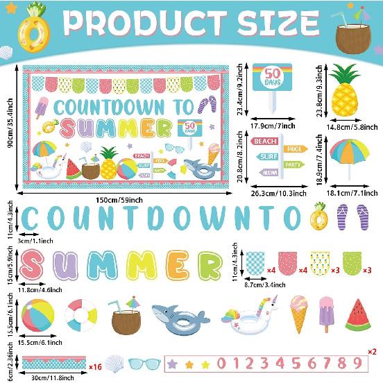End of Year Bulletin Board Kit Countdown to Summer Classroom Decoration Summer Bulletin Board Set Ocean Beach It’s The Final Countdown Paper