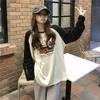 American Retro Women's Black & White Color Block Raglan Sleeve Top - Long Sleeve, Autumn/Winter Design