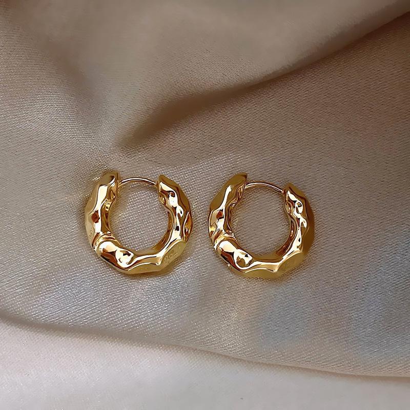 Luxury Top Quality Smooth Star Zircon Hoop Earrings for Women Girls Metal Chunky Sun Rhinestone Ear Buckle Punk Y2K Jewelry