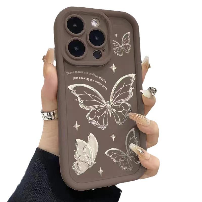 Чехол для iPhone 17/15 Pro Max/13/14 с полноэкранным дизайном «Бабочка» - Ударопрочный для девочек