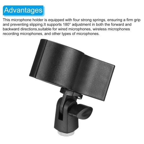 uxcell Microphone Holder, O.D. 32mm - 60mm Metal Interface, Microphone Holder Clip with 1/4" Metal Adapter for Lavalier Microphones, Black, 1 Piece