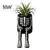 Halloween Resin Ornaments Sitting Leg-Dangled Planter, Funny Long Leg Succulent Plant Pot Creative Indoor Outdoor Decor with Pumpkin Ghost Mummy,