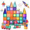 Magnetic Blocks 100 Pieces 3D Magnetic Toy Features Strong Magnetic Construction Toys for Kids Building Blocks for Boys and Girls Comes with 2 Cars A