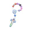 Soft Clay Prayer Beads Crucifix Pendant Bracelet Gothic Handchain Handmade Rosary Beaded Bangle Ornament for Children