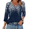 Women's T Shirt Print 3/4 Sleeve Daily Weekend Fashion Basic V- Neck Regular Top