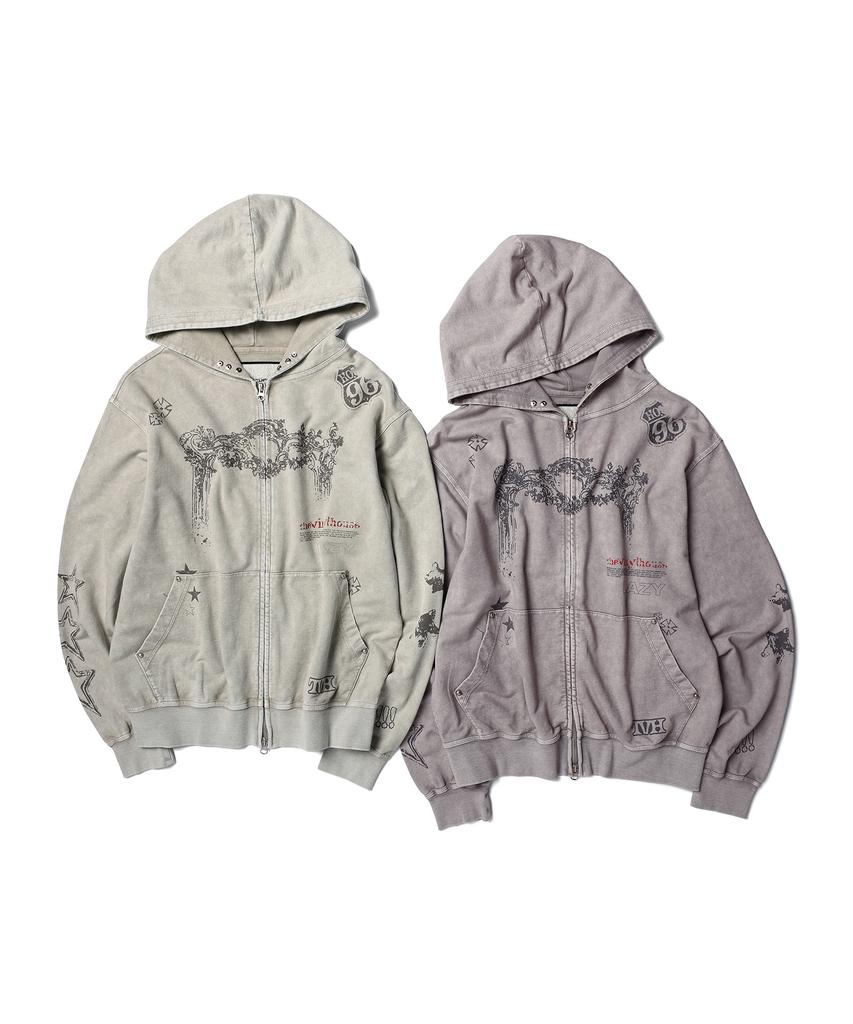 Худи на молнии Thevinylhouse Rodeo Washed Бежевое