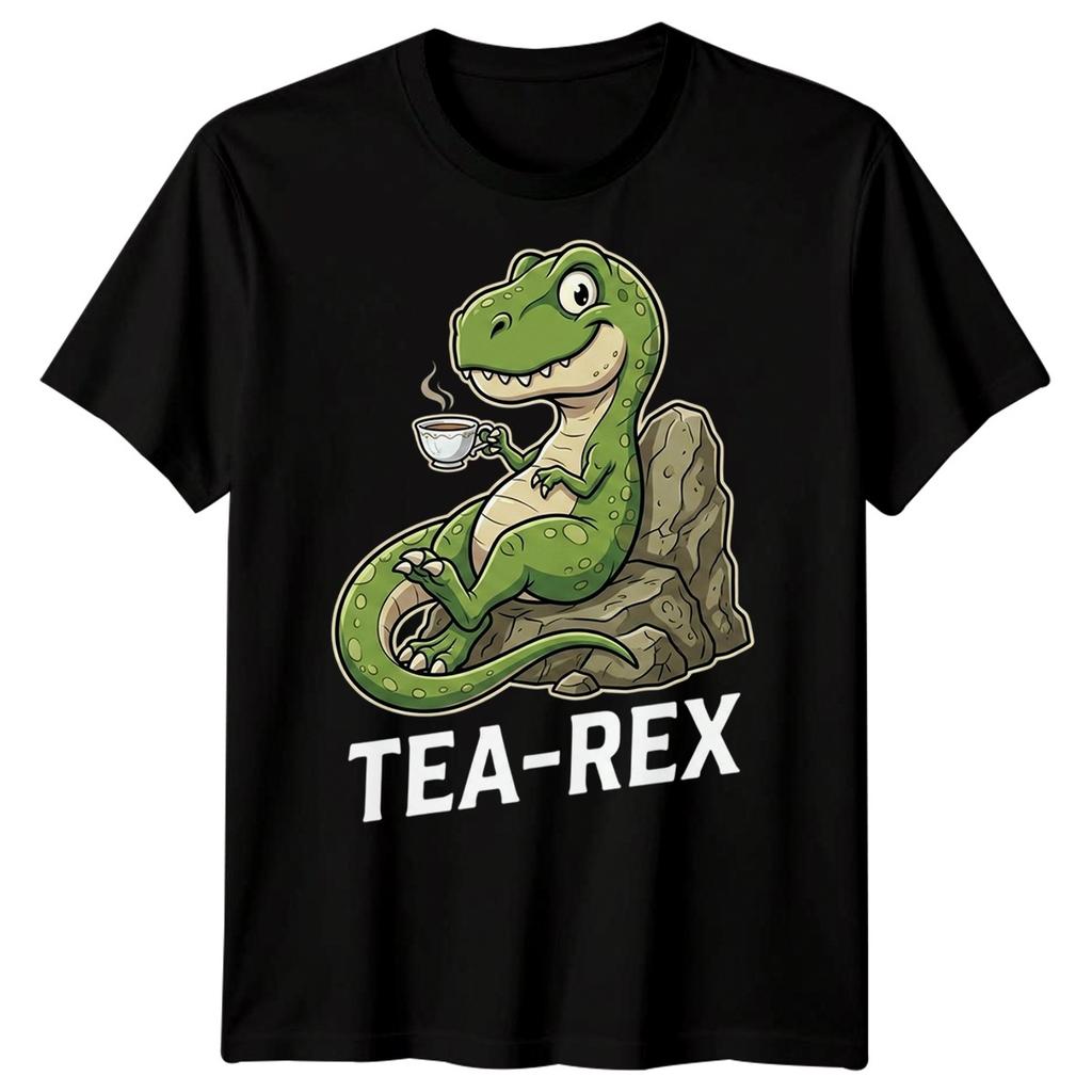Tea Rex Funny Dinosaur Drinking Tea Unisexs T Shirt Graphic Novelty Tee