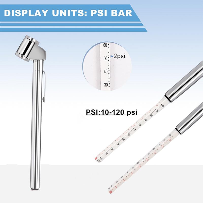 Сверхпрочный манометр карандашного типа для измерения давления в шинах, автомобильный, грузовой, мотоциклетный, ручка-тестер, 10-120 фунтов на квадратный дюйм, инструменты для измерения давления воздуха в аварийных ситуациях