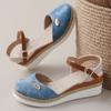 Lucyever Wedge Closed Toe Sandals Women Summer Plus Size Ankle Buckle Espadrille Shoes Woman Casual Thick Sole Platform Sandles