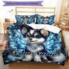 3pcs Custom Name Fantasy Puppy Wings Bedding Set Printed Bedding Set Duvet Cover Closure Includes 1 Duvet Cover & 2 Pillowcases Bedroom Decor