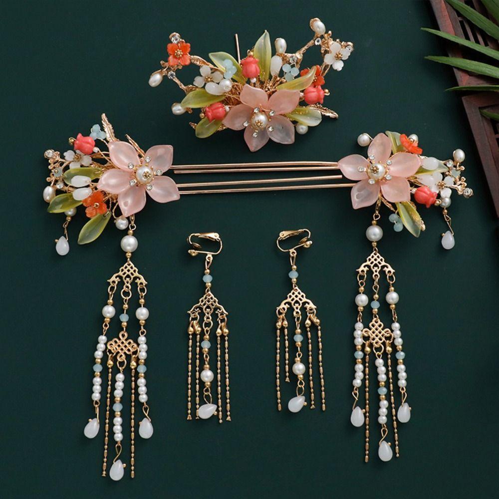 Набор шпилек для волос в китайском стиле с жемчугом и кисточками, классические аксессуары для волос для девочек в стиле ханьфу