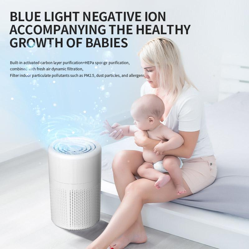 2024 New Household Air Purifier Quickly Removes Odors Blue Light Anion Fresh Air Can Add with Essential Oil Indoor Deodorizer