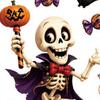 Halloween Window Stickers 2 Sheets Clings, Cartoon Skeleton Static Stickers, Funny Bat And Pumpkin Decals Ghosts Bats Pumpkins for Glass Doors Windows