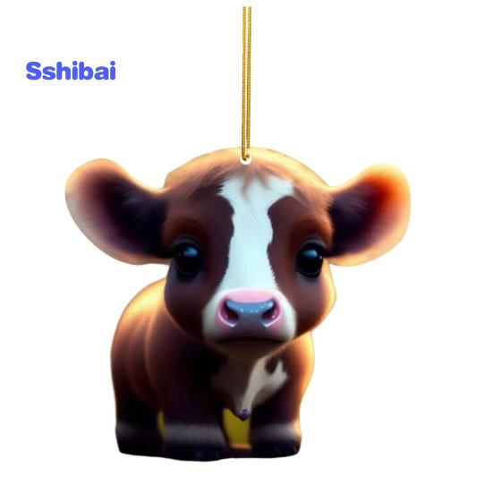 Милый мультяшный хайлендский коровий автомобильный кулон, акриловый художественный ремесленный орнамент, прекрасный автомобиль, зеркало заднего вида, украшение для дома, Рождественская елка, подвесное украшение, подарок
