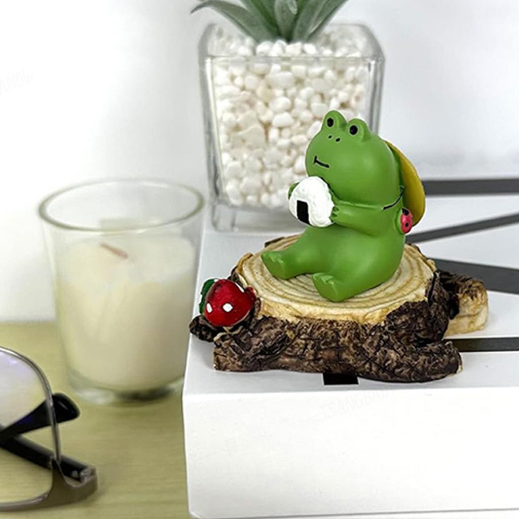 Милая статуэтка лягушки Миниатюрная фигурка лягушки для украшения стола в помещении Идеально подходит для книжной полки, офиса, животное, фигурка феи