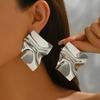 European and American jewelry geometric pleated smooth design earrings versatile high-end niche stud earrings