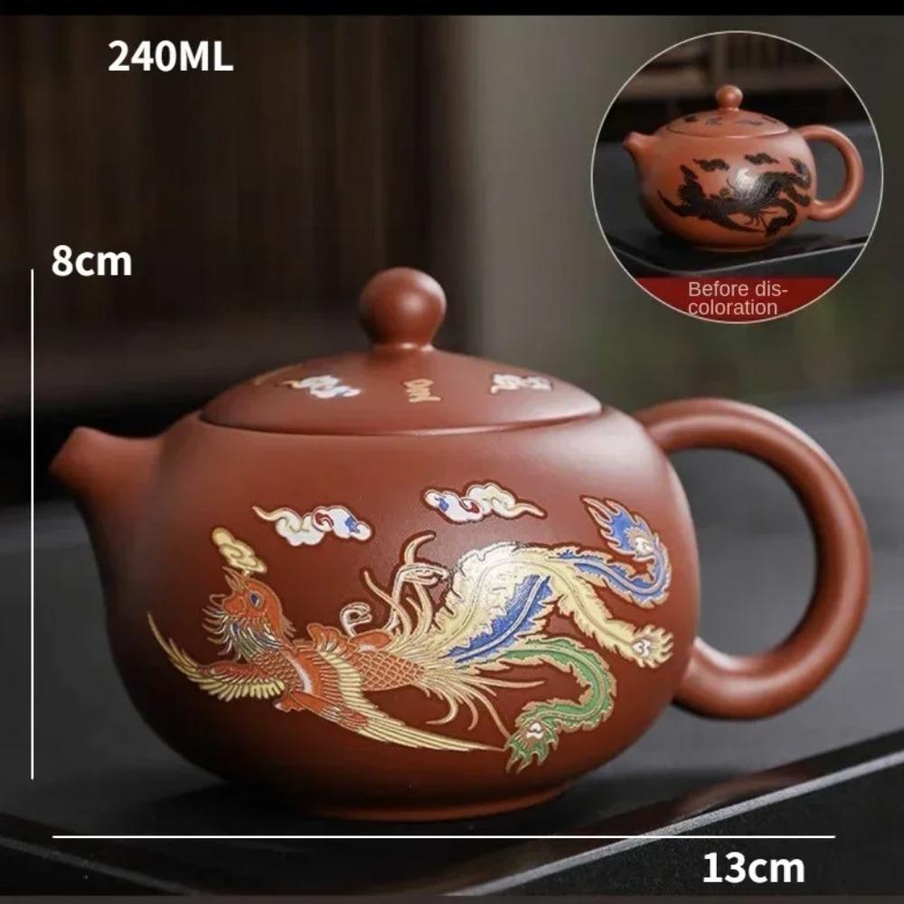 Color Changing Teapot Purple Clay Pot Tea Cups Set Chinese Dragon and Phoenix Kung Fu Tea Set Tea Infuser Tea Table Accessories