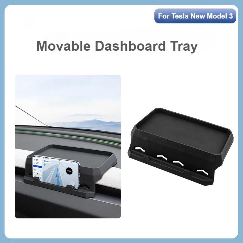 Movable Dashboard Tray for Tesla Model 3 Highland for Model Y Launch 2025 Tissue ETC Phone Holder Storage Box Car Accessories
