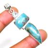 Republic Larimar Blue Topaz Gemstone 925 Silver Plated Pendant 2.34"