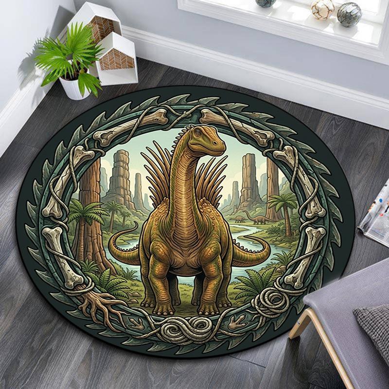 Prehistoric Dinosaur Kingdom Round Area Rug Under Office Chairs Bedroom Living Room Home Decor