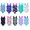 Girls One Piece Swimsuits Kids Cute Printed Swimwear Sleeveless Bathing Suits Beachwear