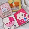 Montessori Busy Book Baby Early Education Puzzle Toy Animal Cognitive Fabric Repeated Paste Quiet Activity Book with Life Skills
