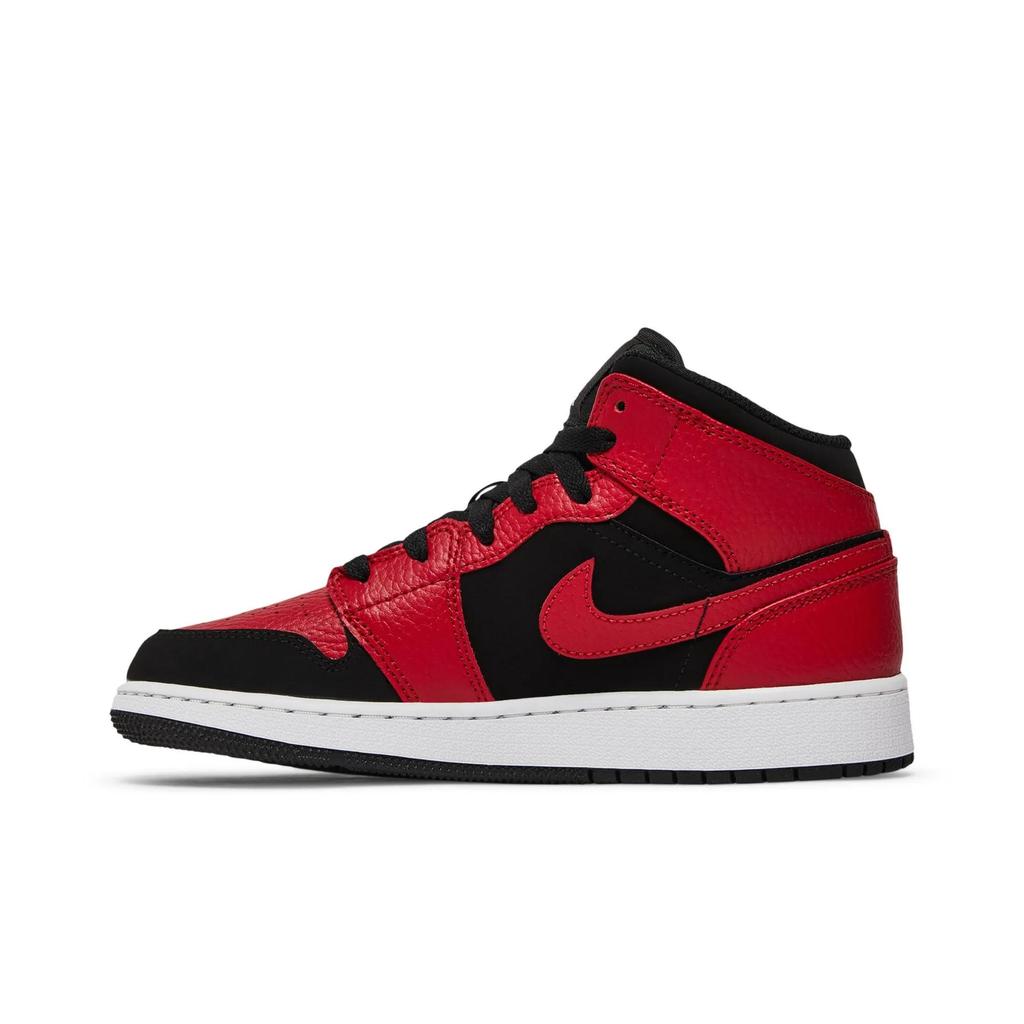 Air Jordan 1 Mid Grade School 'Black Gym Red' (Unisex) Black / White / Gym Red Kids' Basketball Shoes 554725 054