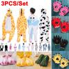 3pcs/set Kids Children Pajamas Kigurumi Cosplay Costume Animal Sleepwear Suit + Shoes + Gloves