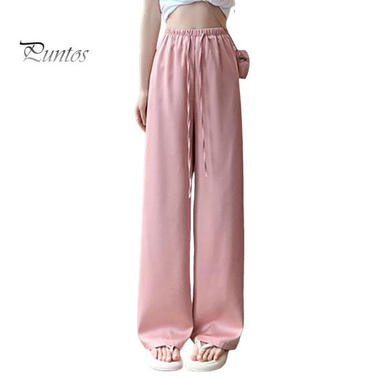 Wide Leg Pants for Women High Elastic Waist Casual Loose Straight Pants Satin Long Trousers for Summer Spring Fall