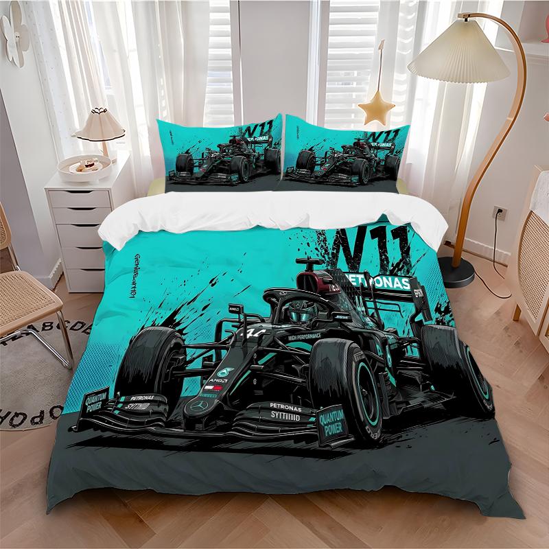 F1 Car Printed 3pcs Bedding Set Soft Microfiber 1 Duvet Cover And 2 Pillowcases Home Bedroom Decor Xmas Gift Q1972