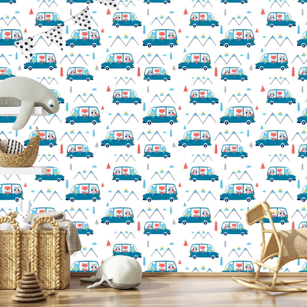 Cars and animals wallpaper for living room and bedroom 50x1000