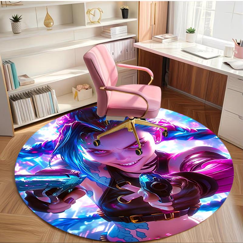 Jinx Print Round Rug, Washable Floor Carpet, For Entryway Dorm Laundry Room Office Study, Home Decor Birthday Christmas Gift