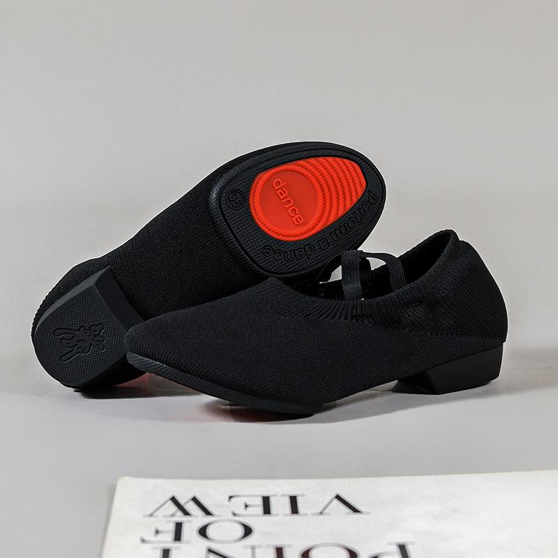 Танцевальная обувь для женщин и взрослых, квадратные балетки для отдыха на открытом воздухе, туфли для танцев в матросском стиле с каблуком, мягкая подошва, танцевальная обувь для практики