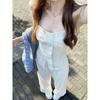 Pure Desire Style Suit Niche Style Pleated Tube Top Vest Women's Clothing Summer High Waist White Straight-Leg Pants Casual Pants Two-piece Set